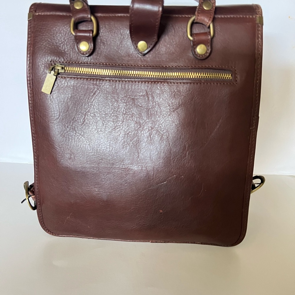 Vintage GRUPPO GIORGIO 1966 Made in Italy Brown Leather Convertible Backpack - Picture 8 of 16